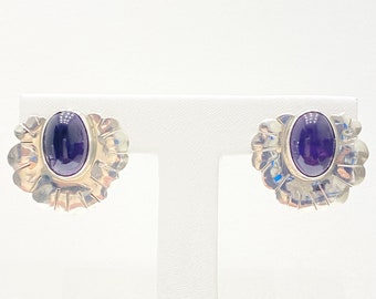 Vintage Earring- Vintage Sterling Silver Amethyst Earrings