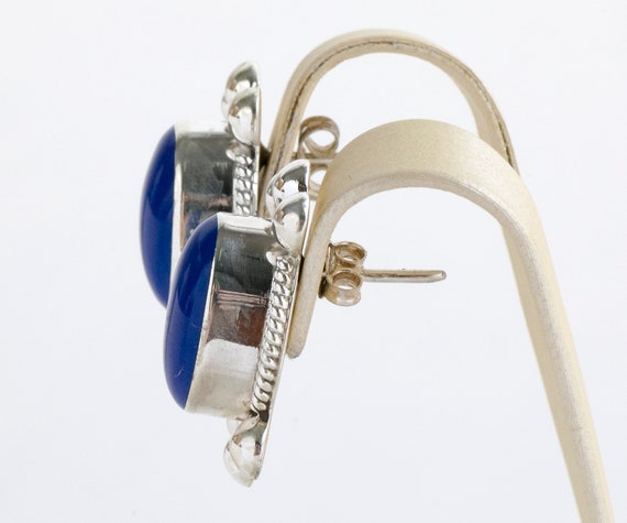 Vintage Earrings - Vintage Sterling Silver Lapis … - image 3
