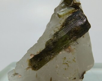 Natural Tourmaline-61 carats yellowish green tourmaline & quartz cluster @ Afghanistan.(Et-252),