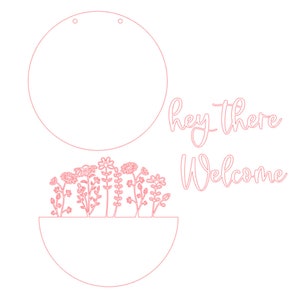 Digital SVG File Wildflower Welcome Door Hanger Home Decor Wall Art SVG File For Glowforge Laser Printer image 6