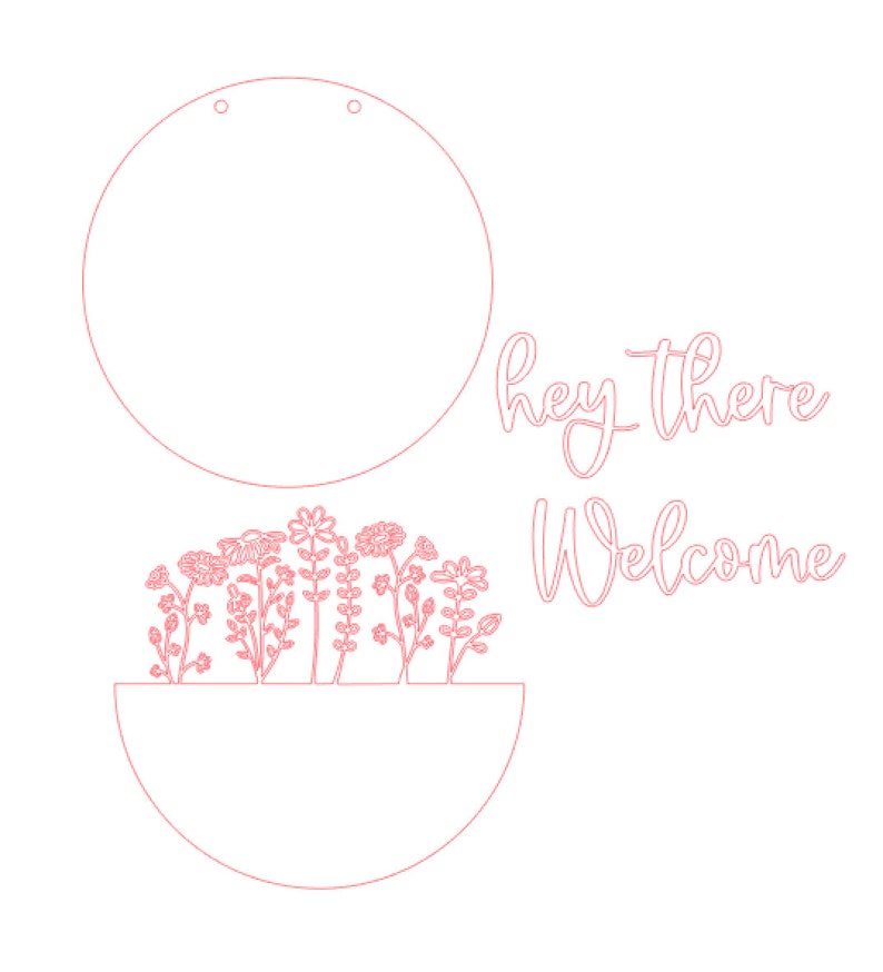 Digital SVG File Wildflower Welcome Door Hanger Home Decor Wall Art SVG File For Glowforge Laser Printer image 6