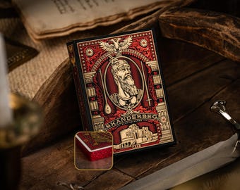 Custom Playing Cards: Skanderbeg of Albania Red & Gold Foiled Gilded Deck
