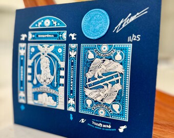 Skanderbeg Blue and Silver Foil Tuck Box: Limited Edition Custom Uncut Case