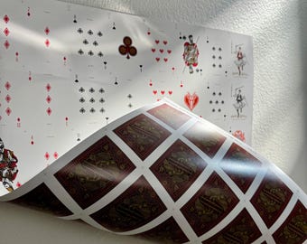 Playing Cards Uncut Sheet: Custom Red and Gold Warrior Theme Art History