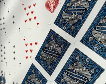Playing Cards Uncut Sheet: Custom Blue and Silver Warrior Theme Art History