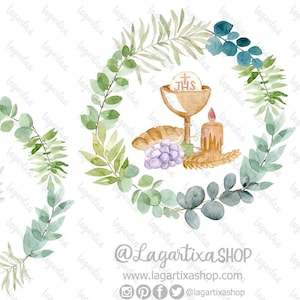 Erstkommunion, Aquarell, grüne Blätter, Blätter, Kreisanhänger, 5,1 cm, Taufe, Taufe, Event-Dekoration, Kreis-Bevorzugungsanhänger, Etiketten zum Selbermachen