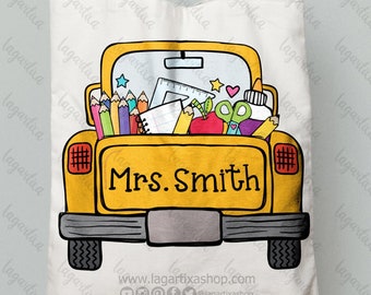 Back to School Vintage Old Truck School Material Supplies new Teacher Meeting PNG Image Sublimation Hand Drawn Design Clipart Apple pencil