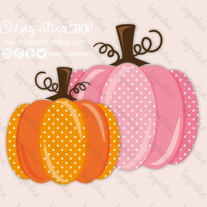 Little Pumpkin Clipart PNG Frames, banners, ribbons, Pink, brown, polka dots, stripes and orange girly PNG autumn, fall orange, image 1
