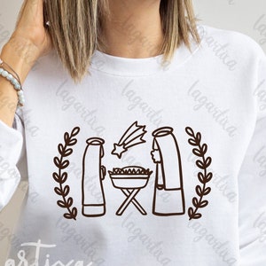 Krippe Weihnachten Jose Maria Kind Gott schneiden Datei SVG PNG Vektor Zeichnung für Vinyl-Schnitt, Holzgravur, Laserschneiden
