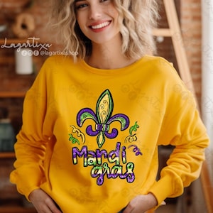 Lettering Mardi Gras, Carnevale di New Orleans, Design sublimato, clipart Louisiana Festival, PNG, viaggio, Stati Uniti, feste fatte a mano