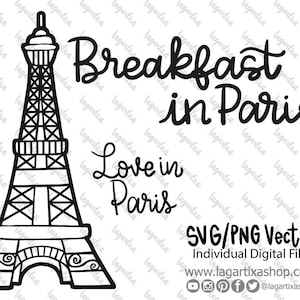 Cut Digital Files Eiffel Tower Paris Lettering Doodles Sublimation Design Image PNG Love hand drawn doodle design SVG png Vector file