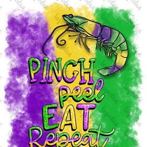 Mardi Gras Crevettes Design Pinch Peel manger répéter Sublimation Art numérique pour Carnival Lobster PNG dessin artistique à la main design pour t-shirts imprimés
