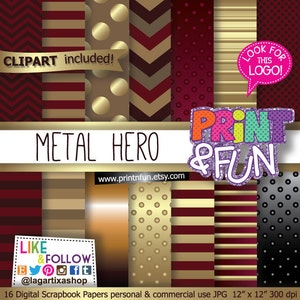 Digitaal papier goud en kers, robot, metalen, goud, digitale achtergronden feest grootvader, vader, pensioen verjaardag man kind zwart metallic