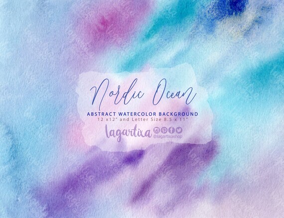 Abstract Watercolor Digital Paper Handpainted Pattern Blue Etsy