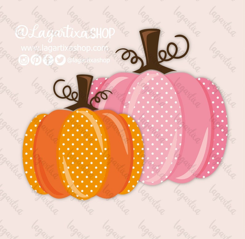 Little Pumpkin Clipart PNG Frames, banners, ribbons, Pink, brown, polka dots, stripes and orange girly PNG autumn, fall orange, image 1