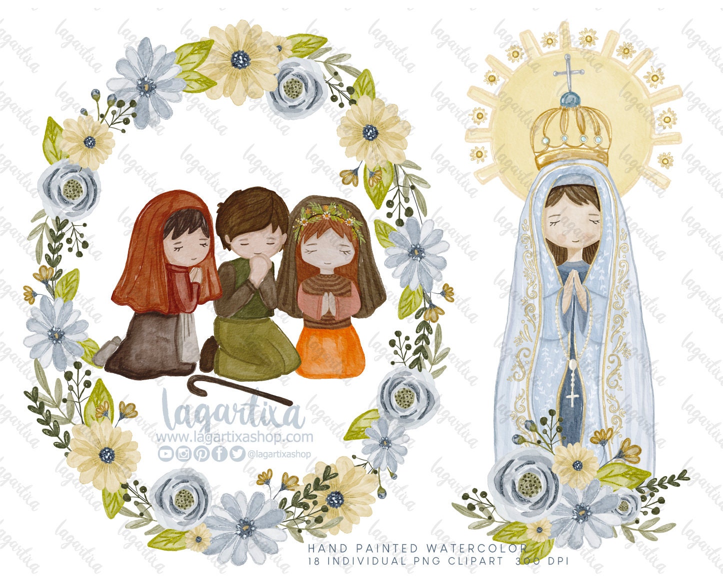 Nuestra Señora de Fátima Rosario Virgen de los Niños Acuarela - Etsy España