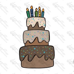 Gâteau d’anniversaire PNG Conception | Téléchargement numérique dessiné à la main | Conception de craie | Anniversaire GARÇON | Art imprimable | Conception de sublimation | gâteau d'anniversaire