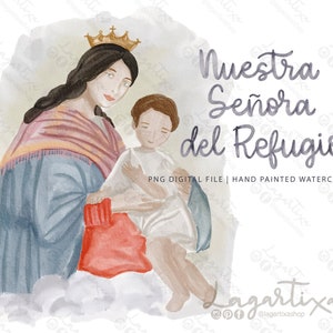 Our Lady Refuge of Sinners art | Hand Painted Watercolor Virgin | Instant Download Digital File JPG Baptism | First Communion Religious |