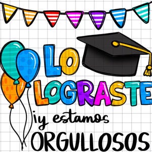Lo Lograste! Kinder Primaria Secundaria terminado Fiesta de Graduación, Negro, Birrete , diploma, diseño para playera, tazas, eventos