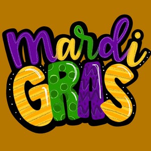Mardi Gras Design, Gold Sublimation, Digital Art, Carnival season, DTF PNG art dessiné à la main, pour les imprimés de t-shirts, gobelets, paillettes scintillantes