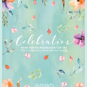 Aquarelle Clipart floral, PNG, bouquet de mariage, arrangement, bouquet, cadres, papier numérique, fleurs bleues, douche nuptiale, pour bannière de blog
