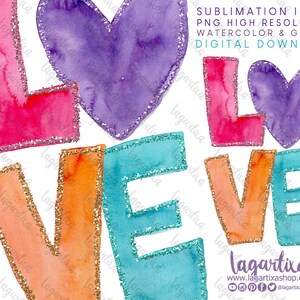 LIEFDE moeder leven Diseño Sublimación Letters Acuarela Glitter San Valentin Clipart PNG, Clipart dia de las madres, imprimir playeras tazas