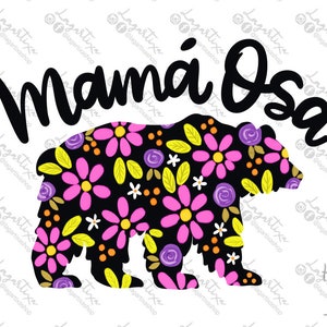 Mama Bear MOM digital Design Art | Mother&#39;s day design, Florals, silhouette Lettering Handwritten Sublimation PNG Image  file, hand drawn |