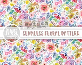 Seamless Floral Pattern Watercolor Abstract Digital Paper pink yellow, dreams, flowers and feathers, bridal shower, wedding, invitations