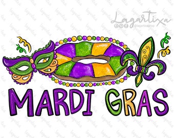 Mardi Gras Design | Umbrella Lobster fleur de Lis Sublimation Digital Art Mask Carnival | PNG hand drawn art | glitter | digital download