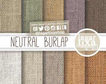 Burlap Digital Paper, linen, rustic wedding patterns, autumn colors, farm party ideas, burlap textures, green, brown, product package, JPG
