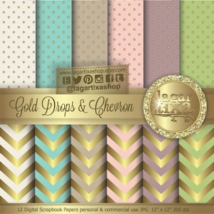 Digital gold gold Polka Dots Hintergrund Papiereinladungen Chevron und Tropfen Golden Beige Kaffee Korallen Lachs rosa lila grünes Licht-blog