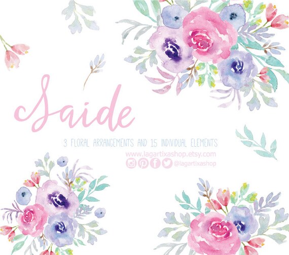 Watercolor clipart Floral PNG wedding bouquet arrangement | Etsy