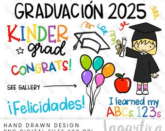Grundschulabschluss, Mädchen-Clipart (PNG, schwarz), für Sublimationsdruck, Einladungen, Abschlusshut, Diplom, handgezeichnete Kritzeleien, Mädchenbrille