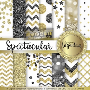 Frohes neues Jahr schwarz Gold und goldene Hintergrundbilder Einladungen Blog für Silvester Party Glitter Blatt Gold Etiketten Geschenkkarten Konfetti