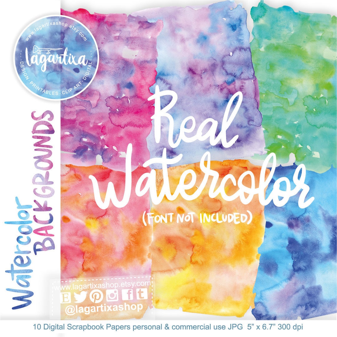 Watercolor Texture Backgrounds Digital Paper Real Pattern Rainbow Pink ...
