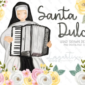 San Dulce dei poveri acquerello cattolica sorella francescana brasiliana Clipart PNG immagine dipinta a mano Lagartixa Shop arte battesimo, religioso