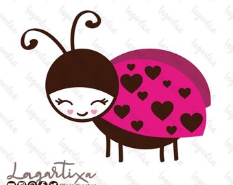 Lady Bug png Clipart Hot Pink with hearts Digital Papers, Leaves, Patterns picnic table cloth, hearts, dots, flowers, brown, green,