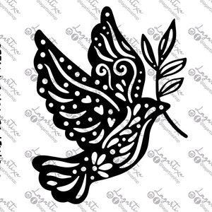 Colombe Saint-Esprit Papel Picado Mexicain | Cut File Sublimation Image clipart png doodles dessinés à la main lagartixa shop, pour la découpe laser, cake topper