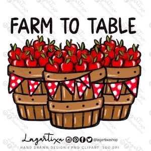 Cestini di mele rosse dal frutteto alla tua tavola Immagine PNG, file digitale, sublimazione, prodotti fatti a mano | download immediato