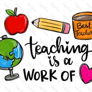 Teacher School Pencil Apple Design Teacher&#39;s Day Back to school Gifts design for T-shirt, Mugs, Tumblers Sublimation Hand Drawn Design Art