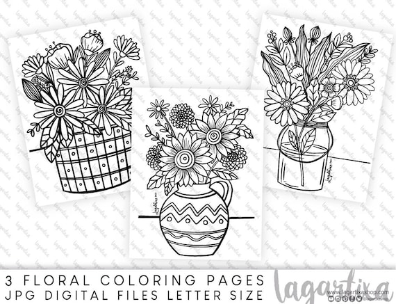 3 Printable Digital Sheets Hand Drawn Designs Spring Easter