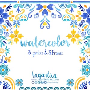 Rivages et cadres Aquarelle, Fleurs, Bleu cobalt et carreaux jaune folklorique, Artisanat, typique, Clip art PNG, fête, 5 mai