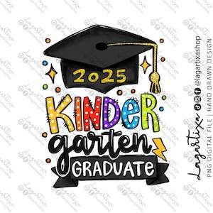 Abitur Kindergarten fertig, Absolvent Grundschule, ich komme, Klasse 2024 PNG, Sublimation, Abschlussmütze Diplom handgezeichnete Kritzeleien