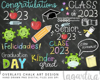 Class of 2023 and 2024 PNG Clipart Senior Overlays Graduation Day School Chalk Drawn Designs Virus Funny clipart hand drawn toilet paper