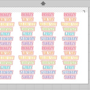 Printable Planner Weekly Stickers Days of the Week Upper Case - Etsy