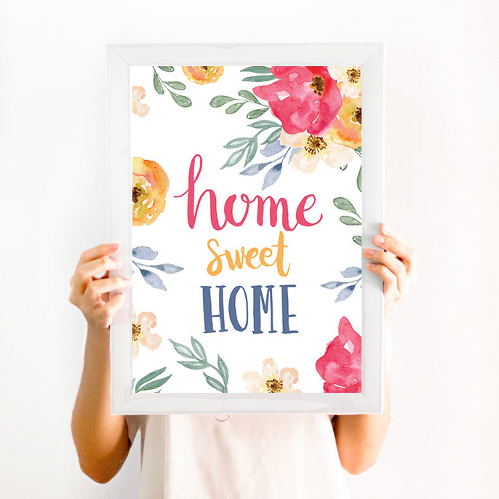 Home Sweet Home Quote Wall Art Decor Print Watercolor and Etsy