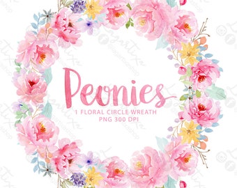 Peonies, Watercolor Floral clipart, PNG, wedding bouquet, Pink sweet arrangement, bouquet, wreath, flowers, bridal shower, for blog banner