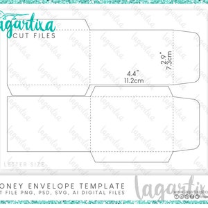 型テンプレート封筒ギフトお金 PNG、PSD、Ai、SVG 形式を好みに合わせてカスタマイズし、印刷して切断ファイルをカットします