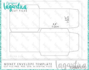 Money Gift Envelope Template formats PNG, PSD, Ai, SVG Download Cut Files, add your own design and create many different envelopes