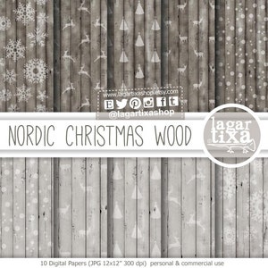Tapete Weihnachten Nordic White Wood Weihnachten Digital Paper Flakes weiße Weihnachtsbäume für druckbare Karte Einladungen Karten